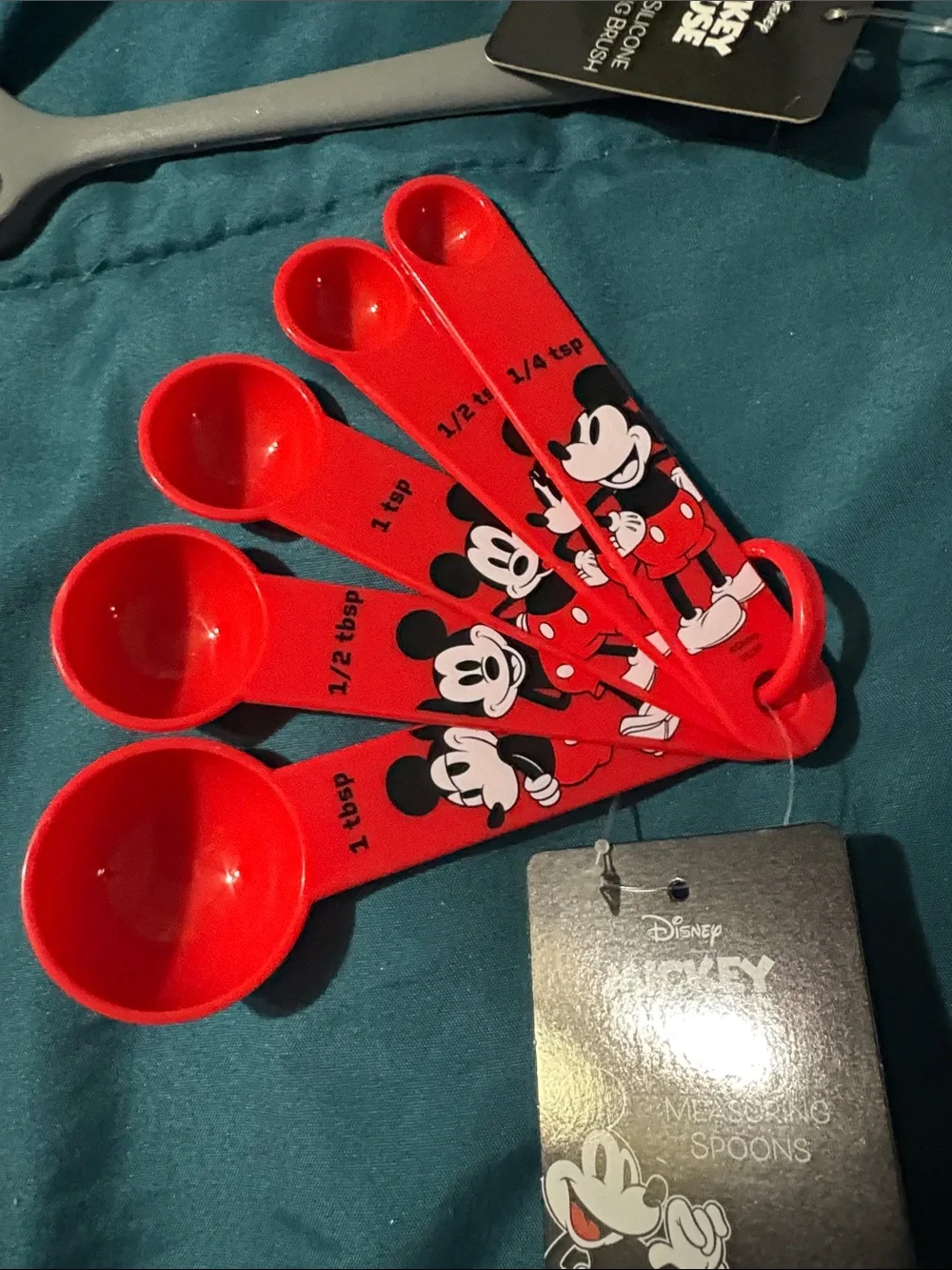 Disney Minnie Pink Snack Container with Red Mickey Measuring Spoon Set